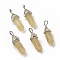 Dark Khaki Watermelon Stone Glass Pointed Pendants, Faceted, with Platinum Tone Brass Findings, Lead free & Cadmium Free, Bullet, 27~30x9~10x7~8mm, Hole: 4x3mm