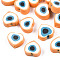 Handmade Polymer Clay Beads, Heart, Orange, 8.5x9.5x4.5mm, Hole: 1.4mm