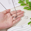 304 Stainless Steel Twisted Chain Necklaces with Double Heart Clasps NJEW-HS00012-3