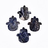 Natural Sodalite Hamsa Hand with Eye Figurines DJEW-N003-04C-1