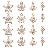16Pcs 4 Styles Brass Pave Clear Cubic Zirconia Connector Charms KK-HY0004-39-1