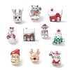 Christmas Theme Alloy Enamel European Beads MPDL-Q213-08G-5