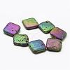 Electroplated Natural Druzy Geode Crystal Beads Strands G-N0252-30x30mm-01-2