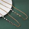 2Pcs 2 Colors Round White Shell Pearl & Heart 304 Stainless Steel Glass Link Chain Necklaces for Women NJEW-JN05594-6