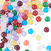 90Pcs 9 Colors Baking Paint Imitation Jade Glass Round Bead with Iron Pendants PALLOY-TAC0281-3