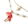 2Pcs 2 Style Alloy Enamel Mushroom Pendant Necklaces Set NJEW-JN04095-4