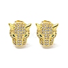 Wolf Brass Micro Pave Clear & Green Cubic Zirconia Stud Earrings for Women EJEW-G387-02G-2