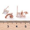 925 Sterling Silver with Cubic Zirconia Stud Earring Findings EJEW-B038-19RG-3
