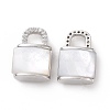 Brass Micro Pave Clear Cubic Zirconia Pendants KK-E068-VC467-1