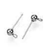 Non-Tarnish 304 Stainless Steel Ball Stud Earring Findings X-STAS-G099-09P-2