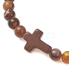 Natural Banded Agate Beaded Stretch Bracelets BJEW-JB13406-3