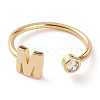 Brass Micro Pave Clear Cubic Zirconia Cuff Rings RJEW-J074-01G-M-1