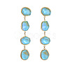 304 Stainless Steel & Glass Dangle Stud Earrings WGE7ABD-01-5