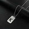 Rectangle with Hollow Out Letter 201 Stainless Steel Pendant Necklaces FS-WG34D20-14-1