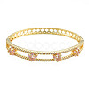 Cubic Zirconia Star Hinged Bangle BJEW-N012-050-2