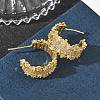 C-Shaped Brass & Clear Cubic Zirconia Stud Earrings KK-CBA36A2-02G-2