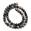 Natural Black Silver Leaf Jasper Beads Strands G-R494-A17-03-2