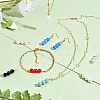 10Pcs Triple Synthetic Turquoise Round Beaded Connector Charms PALLOY-SW00003-08-5