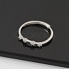 Constellations Rhodium Plated 925 Sterling Silver Micro Pave Clear Cubic Zirconia Adjustable Rings for Women RJEW-P130-01P-C-2