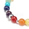 5Pcs 5 Style Natural & Synthetic Mixed Gemstone Round Beaded Stretch Bracelets Set with Alloy Tube Bails BJEW-JB08920-5