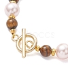 Shell Pearl & Natuarl Tiger Eye Round Beaded Bracelets for Women BJEW-JB12896-4
