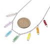 Colorful Glass & Round Shell Pearl Beaded Charms Bib Necklace NJEW-JN04628-3