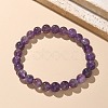 Natural Amethyst Bead Stretch Bracelets BJEW-K212-B-034-1