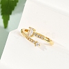 Oval Brass Micro Pave Clear Cubic Zirconia Open Cuff Rings for Women RJEW-G343-24G-3
