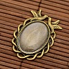 Vintage Tibetan Style Alloy Bird Pendant Cabochon Bezel Settings and Transparent Oval Glass Cabochons DIY-X0229-AB-NF-3