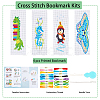 Gorgecraft 4 Sets 4 Style DIY Sea Horse/Penguin/Dinosaur/Butterfly Pattern PP Bookmarks Cross Stitch Kits DIY-FG0004-07-2