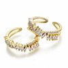 Brass Micro Pave Clear Cubic Zirconia Cuff Rings RJEW-S045-041G-NR-2