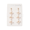 Natural Pearl Flower Long Dangle Stud Earrings EJEW-JE05208-2