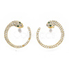 Brass Micro Pave Cubic Zirconia Stud Earrings EJEW-S208-091-2
