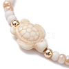 Turtle Synthetic Turquoise & Glass Braided Bead Bracelets BJEW-JB09875-2