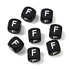20Pcs Black Cube Letter Silicone Beads 12x12x12mm Square Dice Alphabet Beads with 2mm Hole Spacer Loose Letter Beads for Bracelet Necklace Jewelry Making JX433F-1