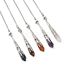 Natural Carnelian & Quartz Crystal & Amethyst & Tiger Eye & Lapis Lazuli Cone Point Dowsing Pendulums HJEW-JM04997-2