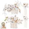 Wedding Bridal Alloy Rhinestone Hair Forks & Combs Set MRMJ-WH0012-27-1