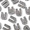 Alloy Initial Slide Charms with Grade A Rhinestones ALRI-R032-U-FF-3