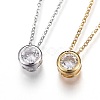 Brass Micro Pave Cubic Zirconia Pendant Necklaces NJEW-O108-29-1