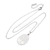 Oval Tree of Life 304 Stainless Steel Pendant Necklaces NJEW-M096-10P-2