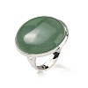 Natural Green Aventurine Round Adjustable Rings RJEW-K371-09S-13-2