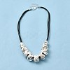 Alloy Knot Beaded Pendant Necklace with Waxed Ropes for Women NJEW-Q391-04S-1