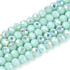 AB Color Plated Opaque Glass Rondelle Beads Strands EGLA-T029-4mm-09H-1
