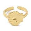 Shell Shape Rack Plating Brass Open Cuff Finger Rings for Women RJEW-L123-008G-2