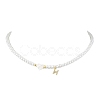 Brass Micro Pave Grade AAA Cubic Zirconia Letter Pendant Necklaces NJEW-JN04771-08-1
