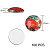 Flower Printed Glass Cabochons GGLA-SZ0001-15-6