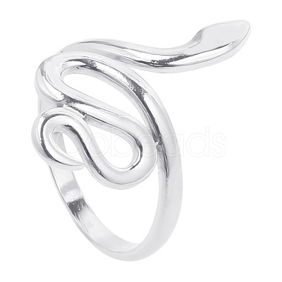 Non-Tarnish 201 Stainless Steel Snake Wrap Open Cuff Ring for Women LS-FIND-PW0004-63P-1