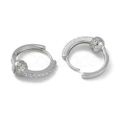 Clear Cubic Zirconia Heart Hoop Earrings EJEW-L292-009P-1