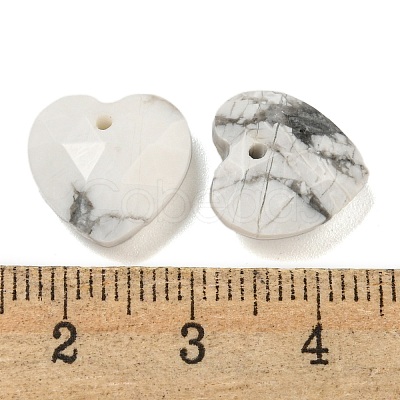 Natural Howlite Faceted Heart Charms G-G123-01I-1