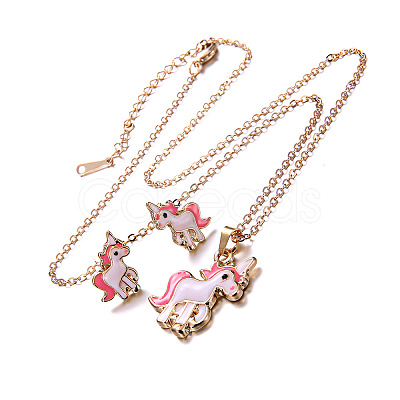 Unicorn Alloy Enamel Pendant Necklaces & Stud Earrings Sets FS-WGDFD22-01-1